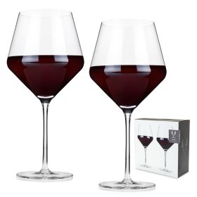 Raye Crystal Angled Burgundy Glasses Viski® (Set of 2)